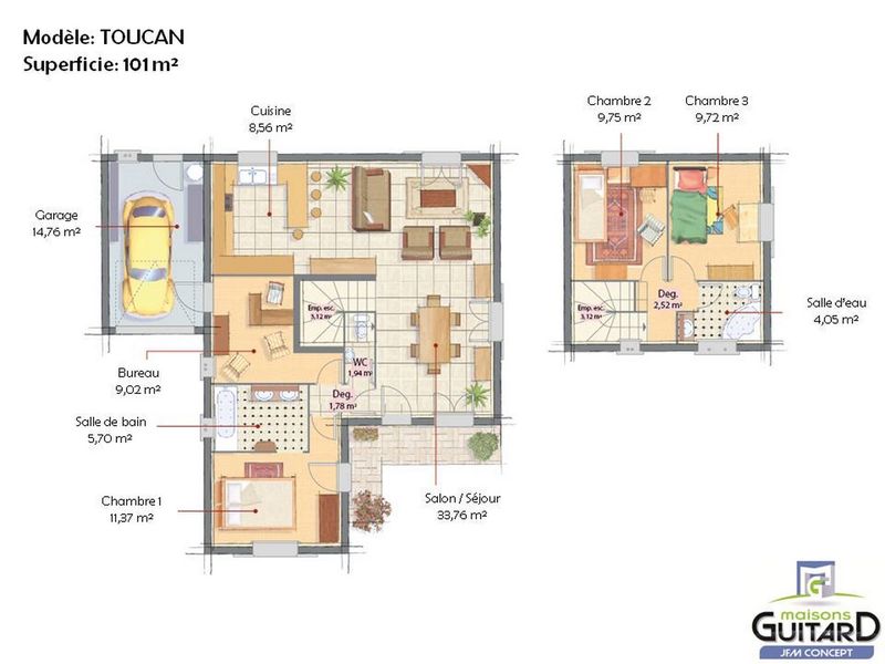 Plan intérieur modèle Toucan 101 m²